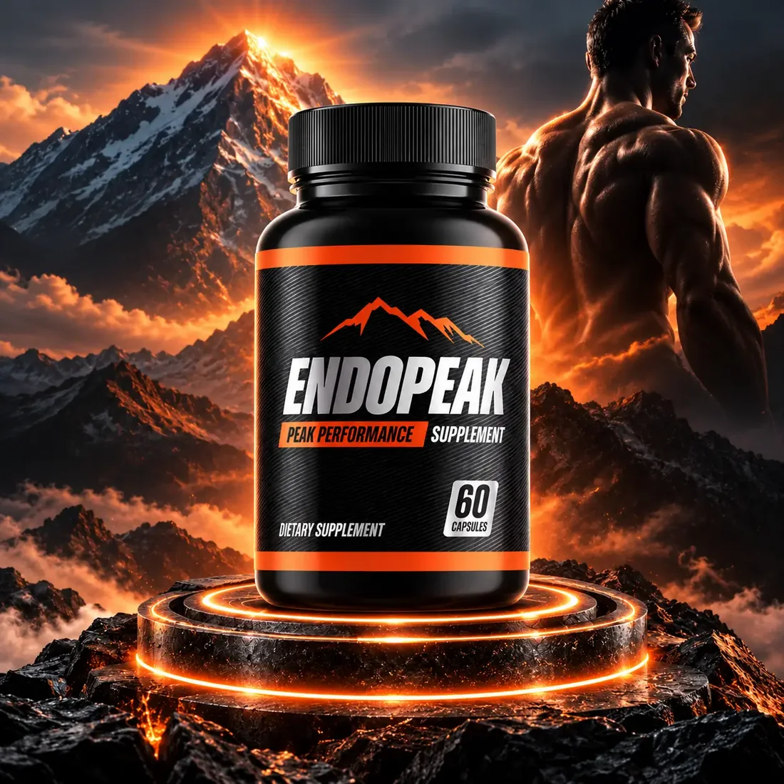 EndoPeak bottle with mountain performance background